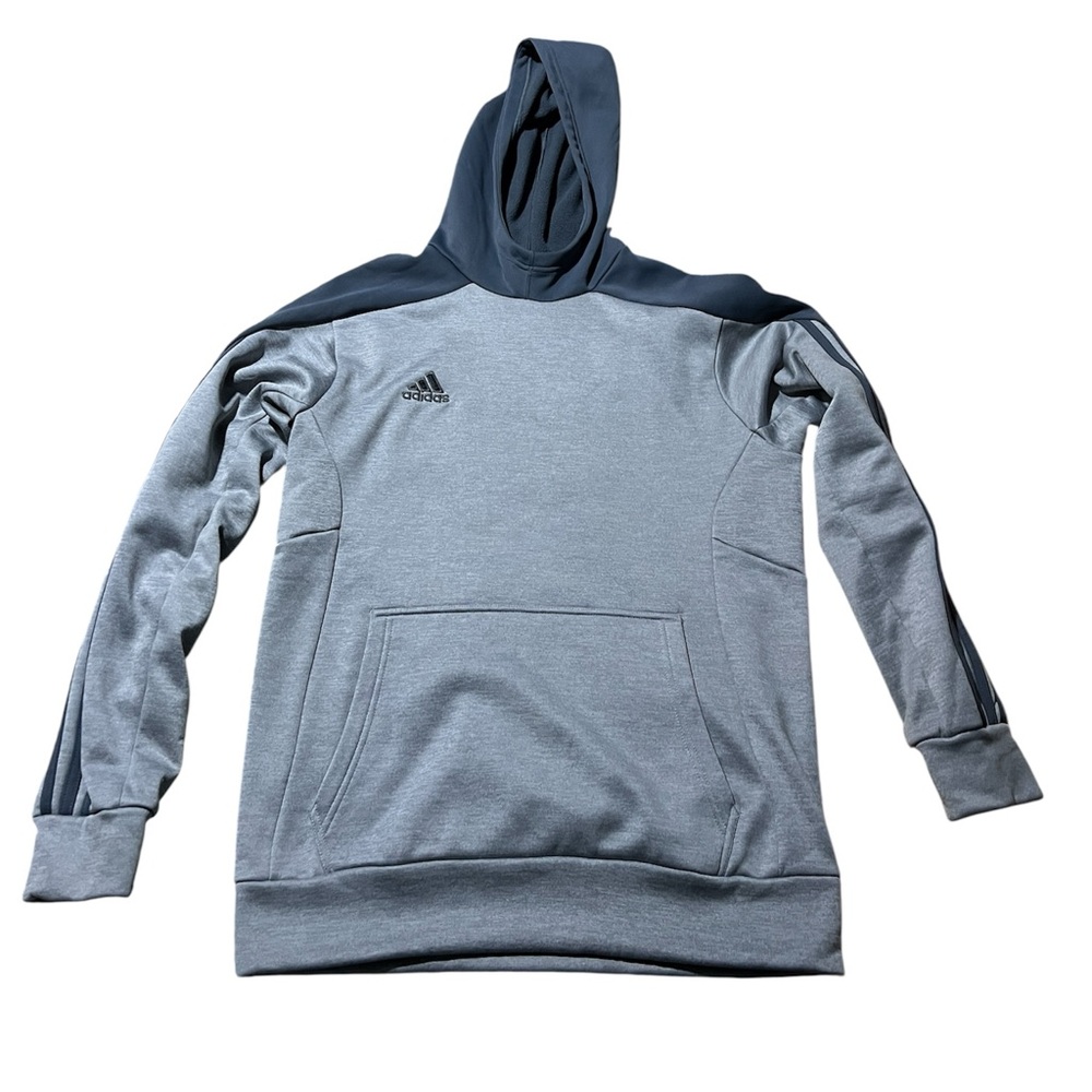 Mens Adidas Gray Climawarm Fleece Ultimate Hoodie Polyester Drawstring Size med